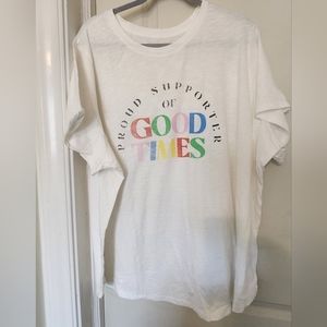 NWT Old Navy Proud Supporter Of Good Times Off White Graphic T-Shirt 4X